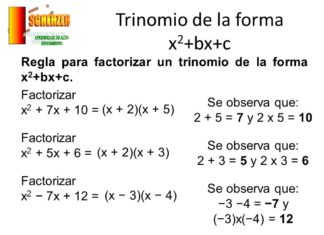 Factorización forma x2+bx+c
