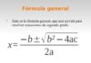 Ecuación cuadrática mediante fórmula general