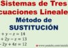 Sistema de tres ecuaciones lineales método sustitución